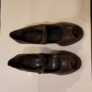 Women's Vintage Franco Sarto Leather Peep Toe Mary Jane Shoes